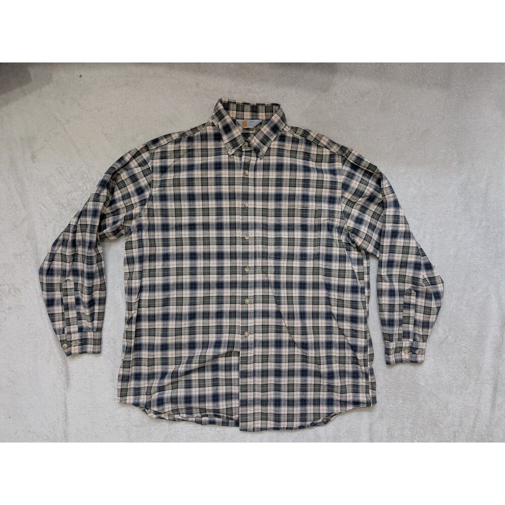 Carhart Button Down Shirt Mens XL Plaid Relaxed Fit Long Sleeve Cotton